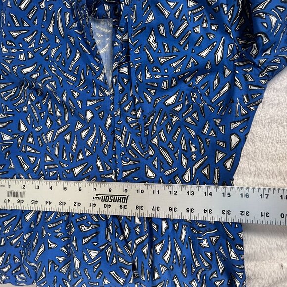 Markus Lupfer Womens Blue Geometric Print Short Sleeve Tiered Midi Dress Size 8 - Picture 10 of 12